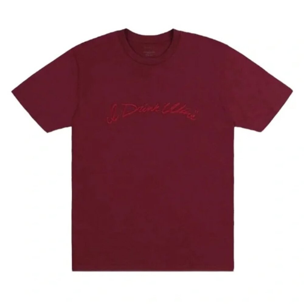 Adele Official Merch I Drink Wine Burgundy Embroidered Tee